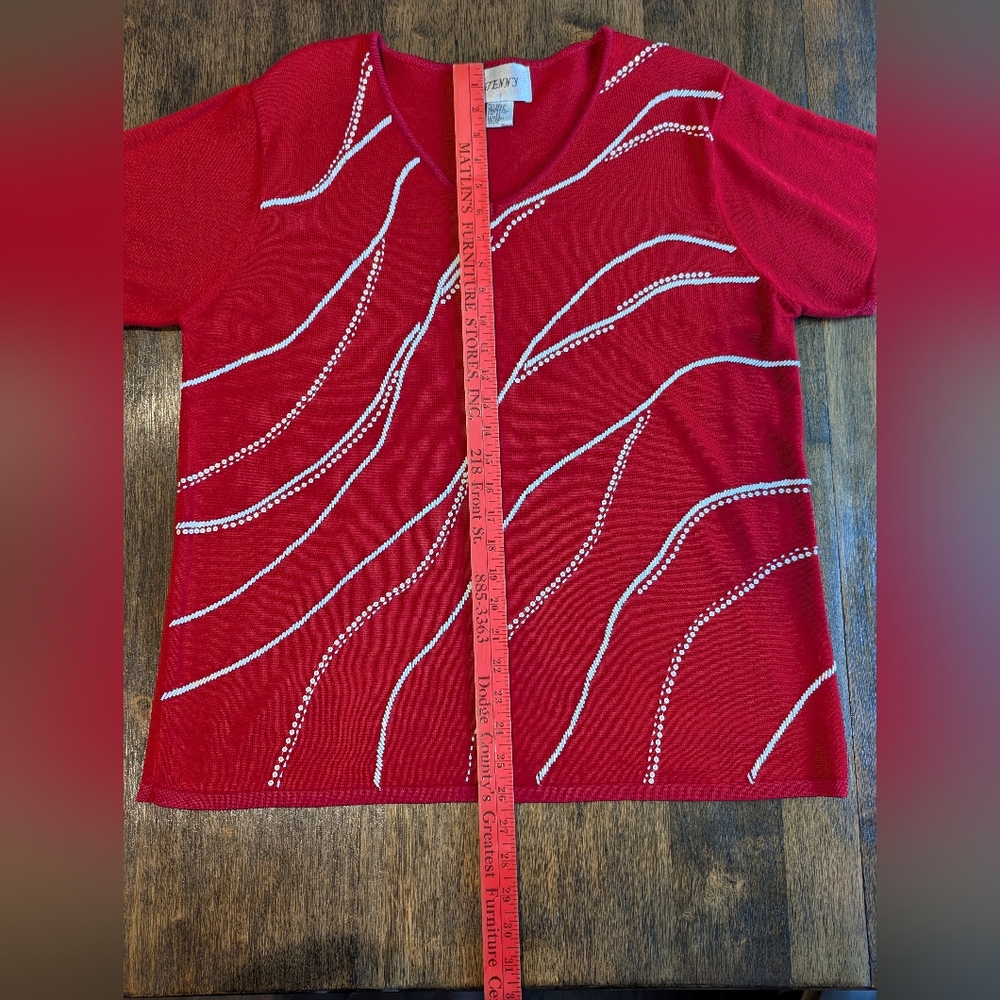 Beaded Red V-Neck‎ Sweater - Picture 8 of 8